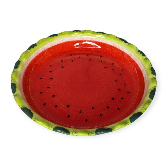 Watermelon Ceramic Colorful Pie Dish 11" Diameter - Picture 1 of 13